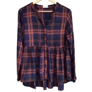 Altar’d State San Francisco Copper Long Sleeve Plaid Button Down Size Me…